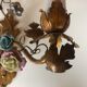 Two bronze wall light decorated with flowers in german porcelain