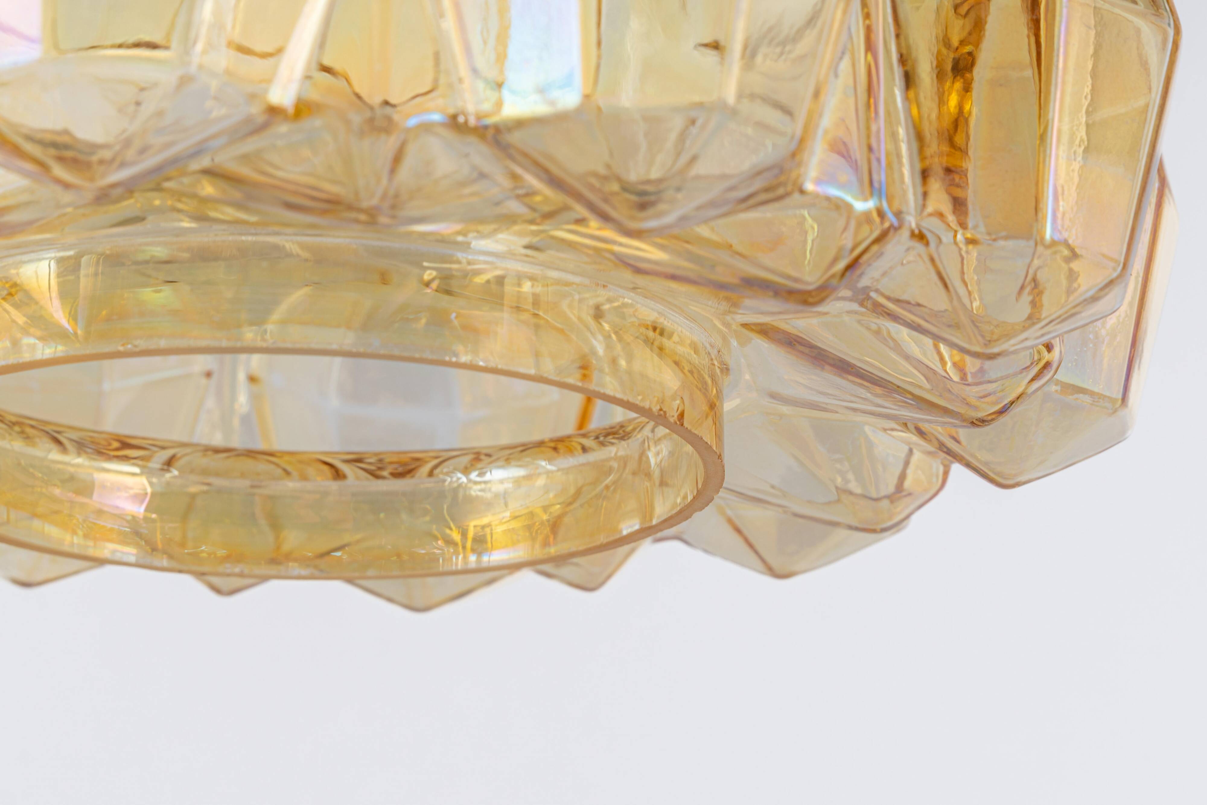 Large amber glass pendant by Limburg, Germany, 1970s.