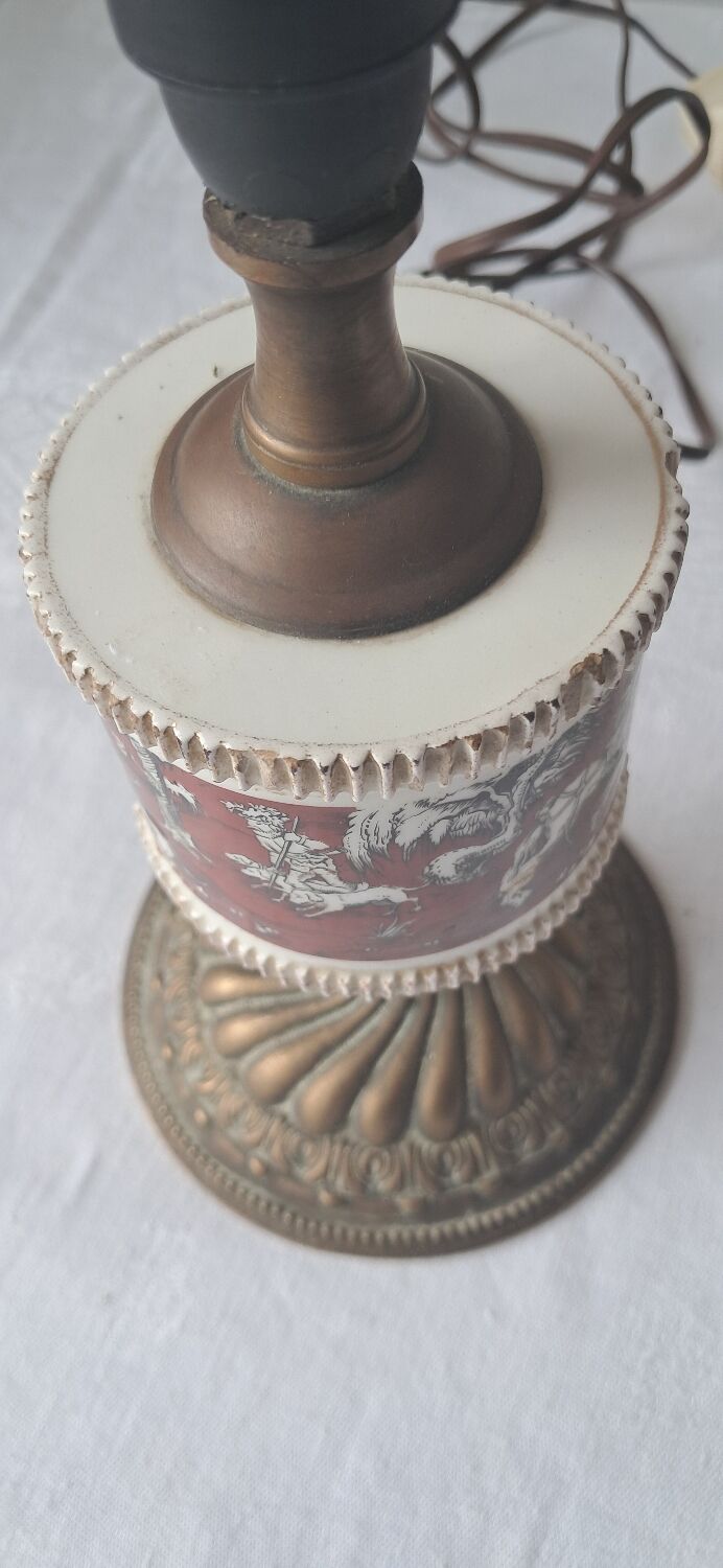 Pair of vintage brass/ceramic lamps