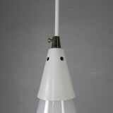 Vintage hanging lamp with glass shade, 1950s