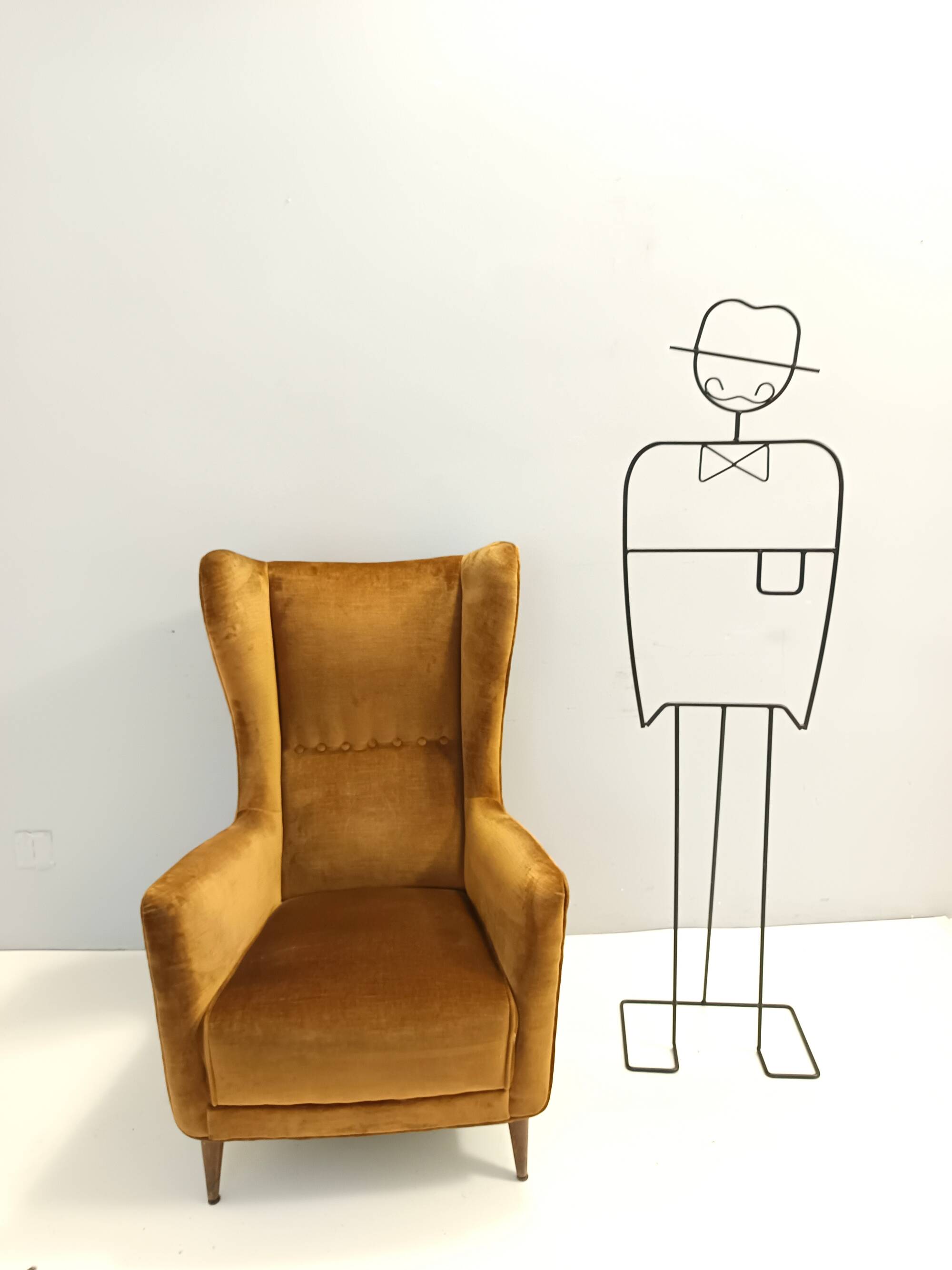 Dark Goldenrod Wingback Armchair model 437 by Gio Ponti for Cassina