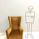 Dark Goldenrod Wingback Armchair model 437 by Gio Ponti for Cassina
