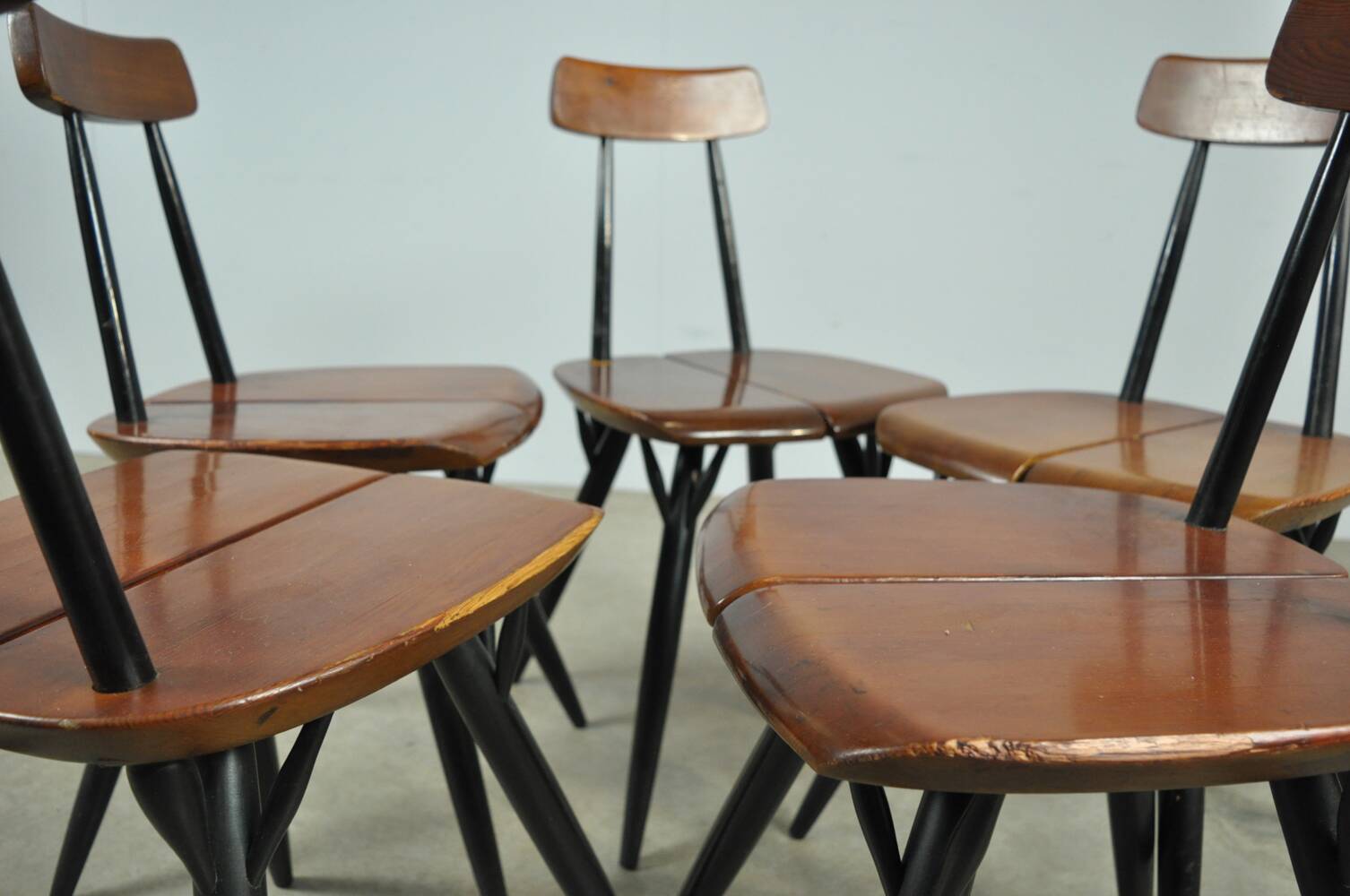 5 chaises PIrkka par Ilmari Tapiovaara pour Laukaan Puu, Finlande 1950