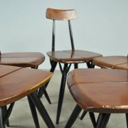 🟡 PIRKKA dining table chairs, Ilmari Tapiovaara, Laukaan Puu, Finland 1950