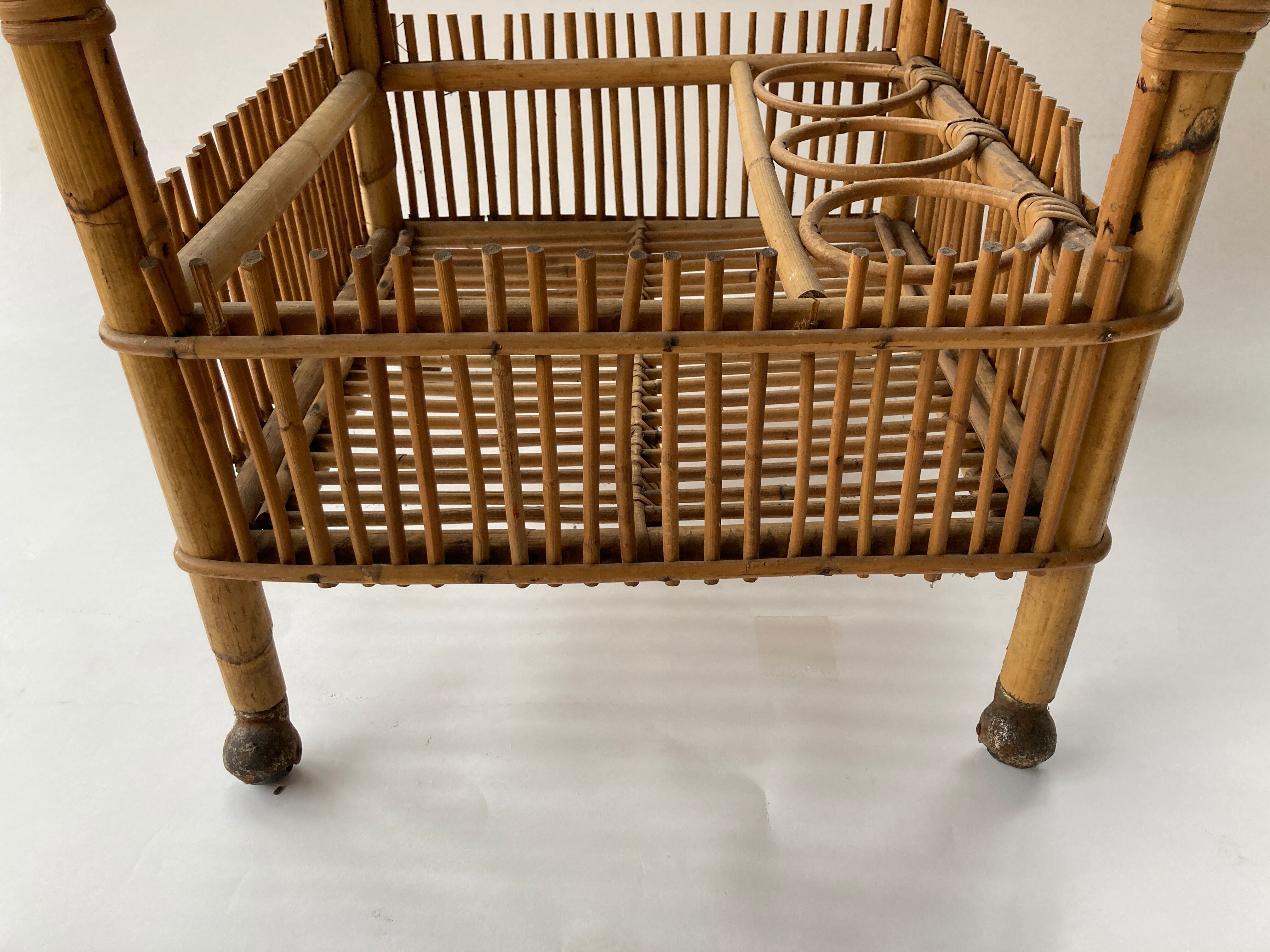 Chariot de bar en bambou des années 1950 - 1960