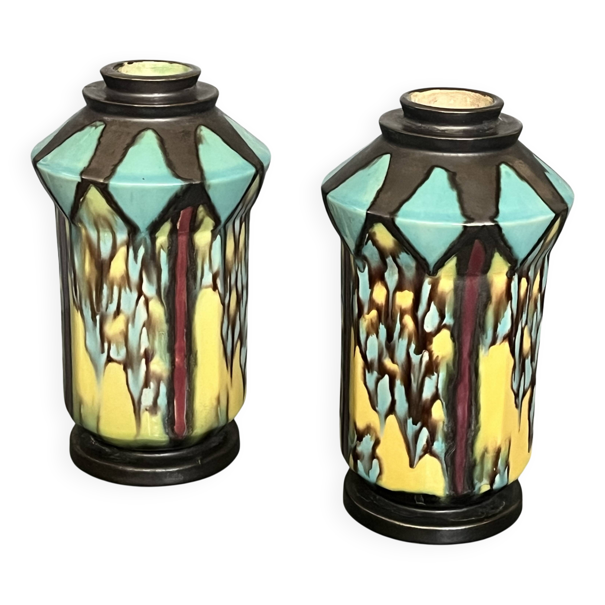 Pair of Art Deco Vases 1930 signed Henri Delcourt