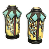 Pair of Art Deco Vases 1930 signed Henri Delcourt