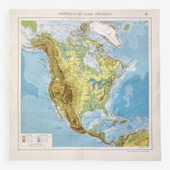 Vintage North America map from 1950