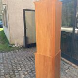 English Victorian corner display cabinet in solid wood and marquetry