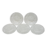 5 Small Transparent Frosted Glass Plates Vintage Floral Decor Kig Indo