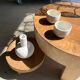 Rattan pendant lamp in the shape of a flower
