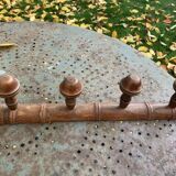 Coat rack in carved and varnished wood, imitation bamboo, 4 hooks