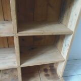Vintage craft furniture on casters in pitch pine, 6 lockers.