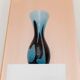 XL Murano glass vase - light blue and brown - mid-century vintage design table decoration - Italy 1970s