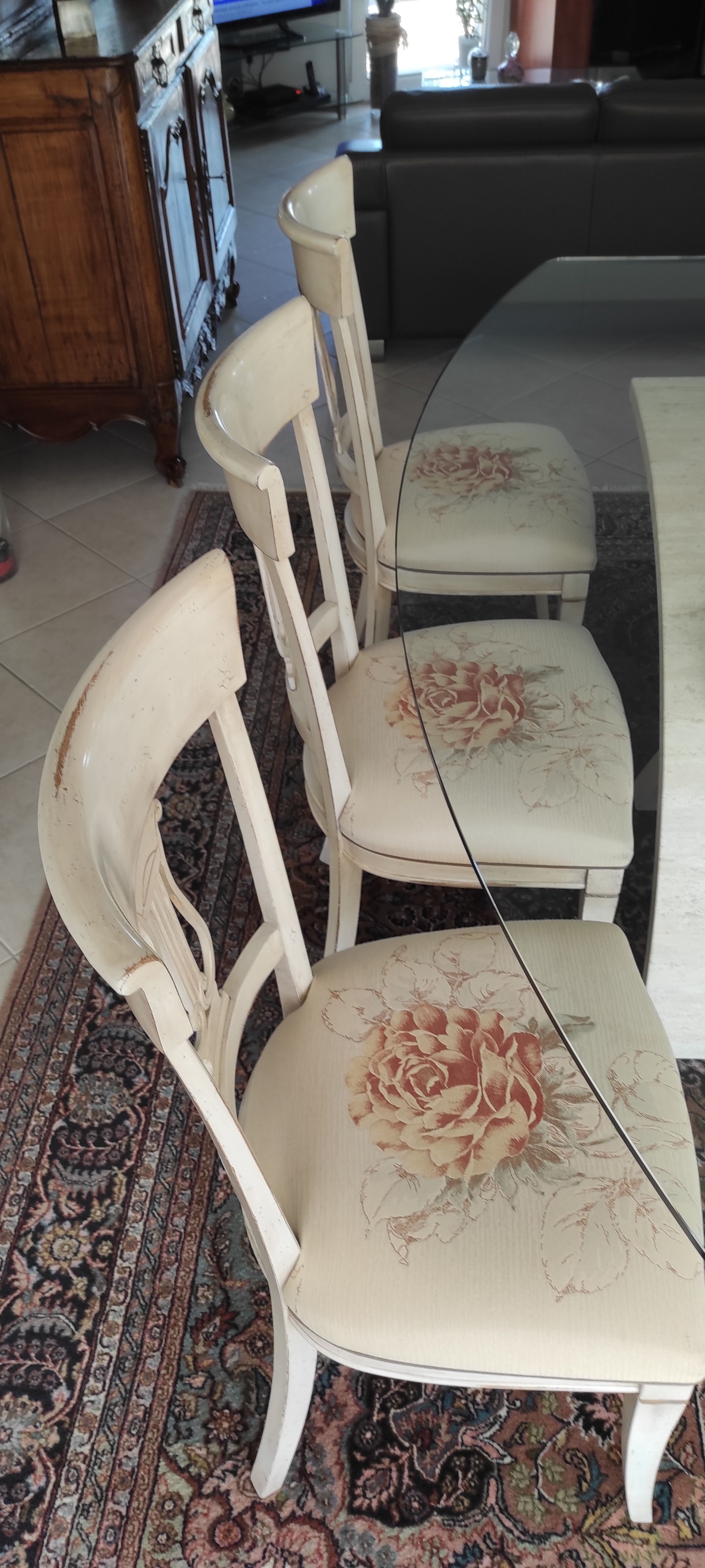 6 contemporary chairs for dining room.