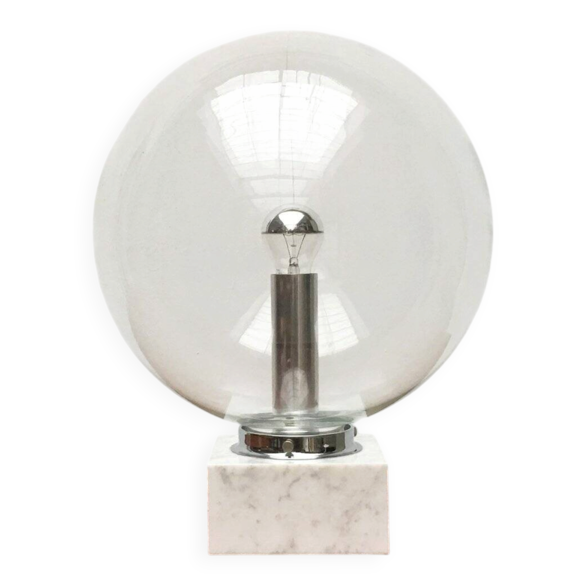 Mid-century glass and marble table lamp 3480 by Erco, 1960s.