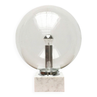 Mid-century glass and marble table lamp 3480 by Erco, 1960s.