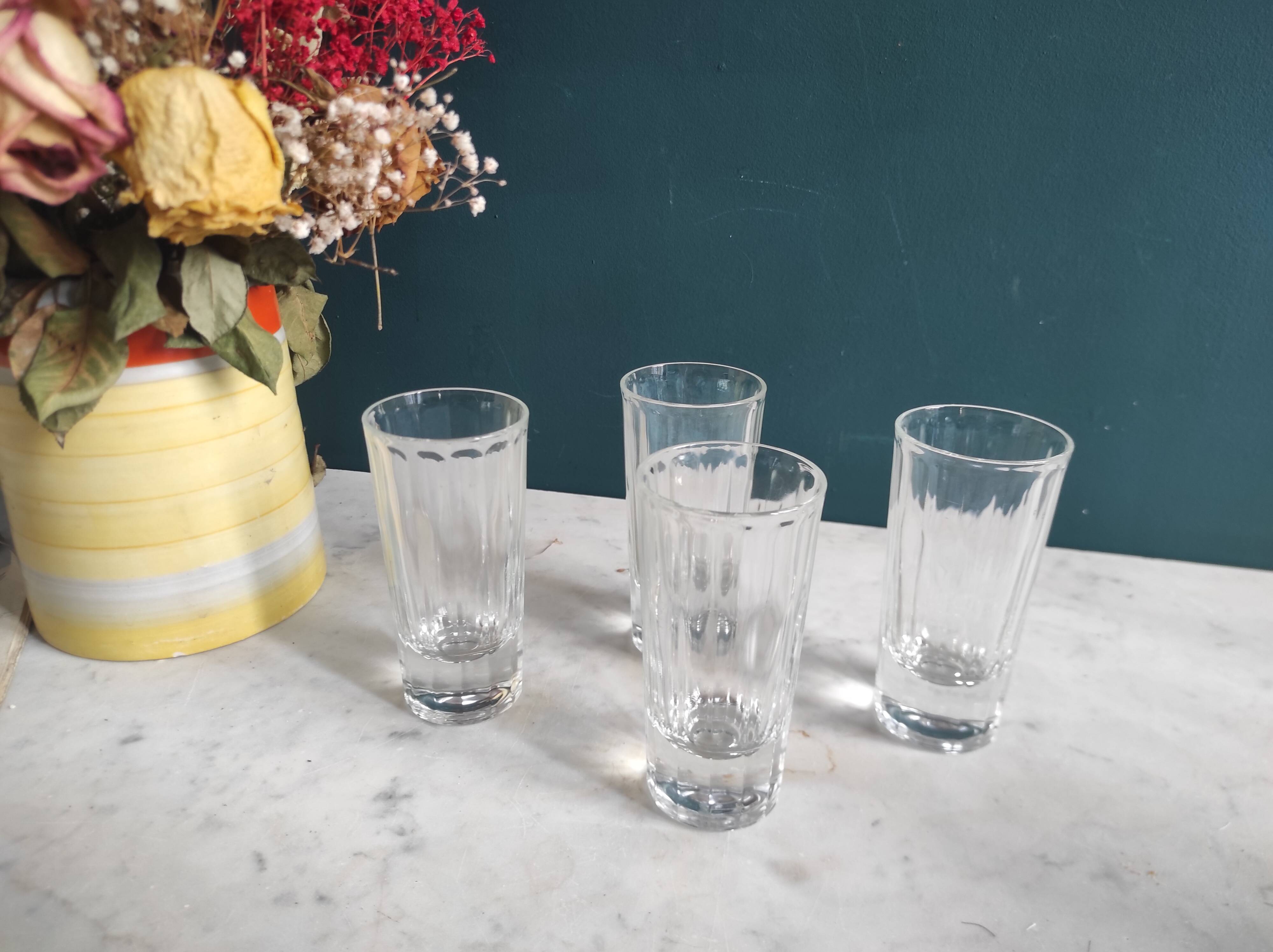 Set of 4 vintage French glasses for Pastis