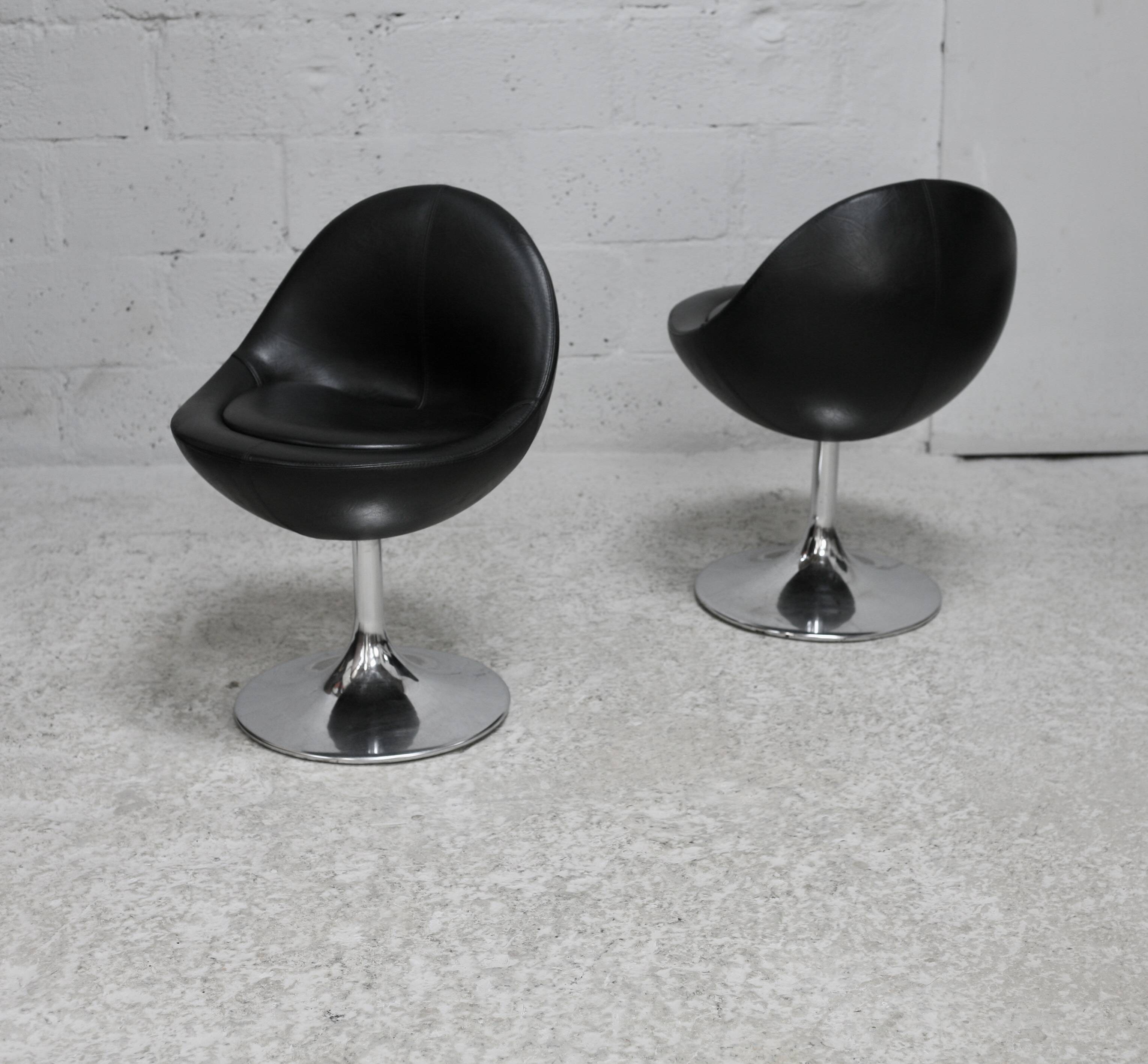 pair of "space age" swivel chairs. Sweden, circa 1965