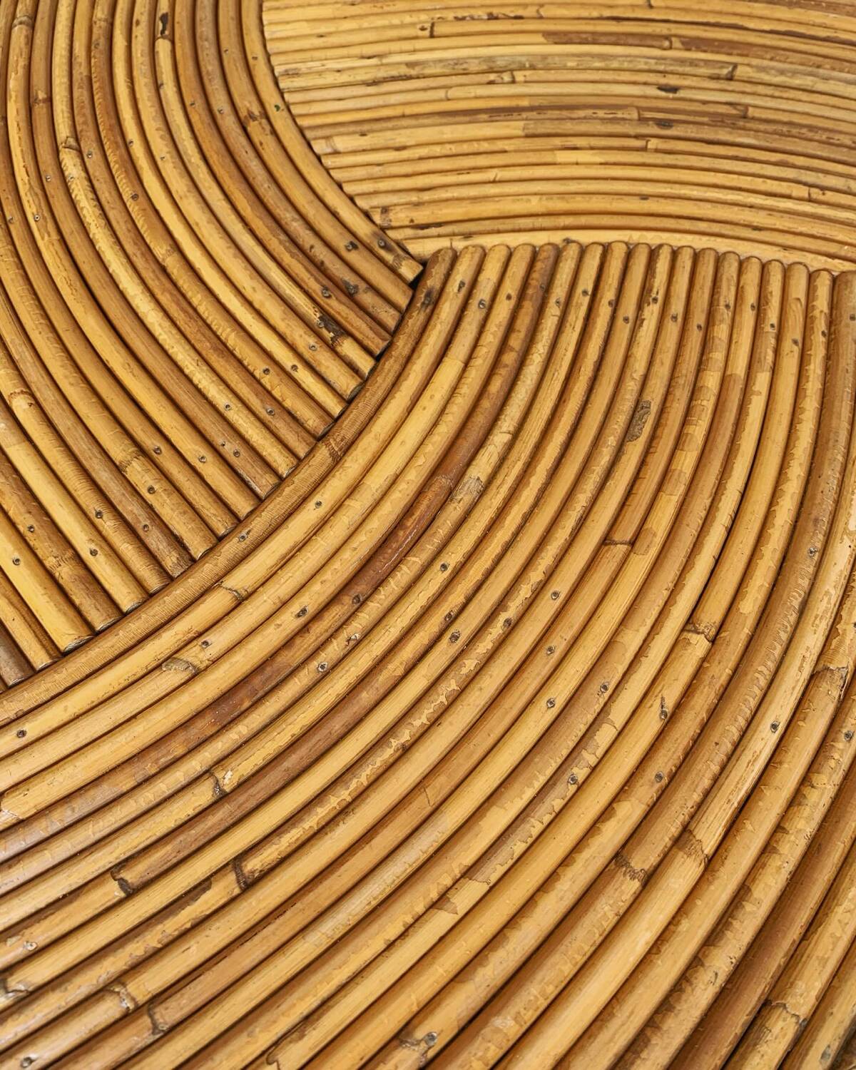 Vintage rattan and bamboo coffee table