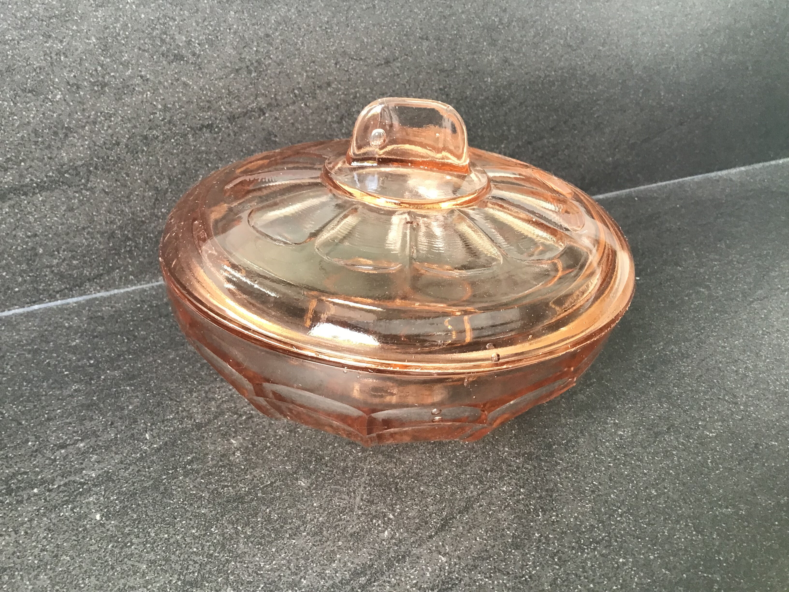 Vintage pink glass candy box
