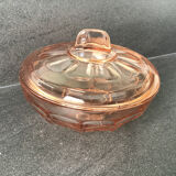 Bonbonnière vintage en verre rose