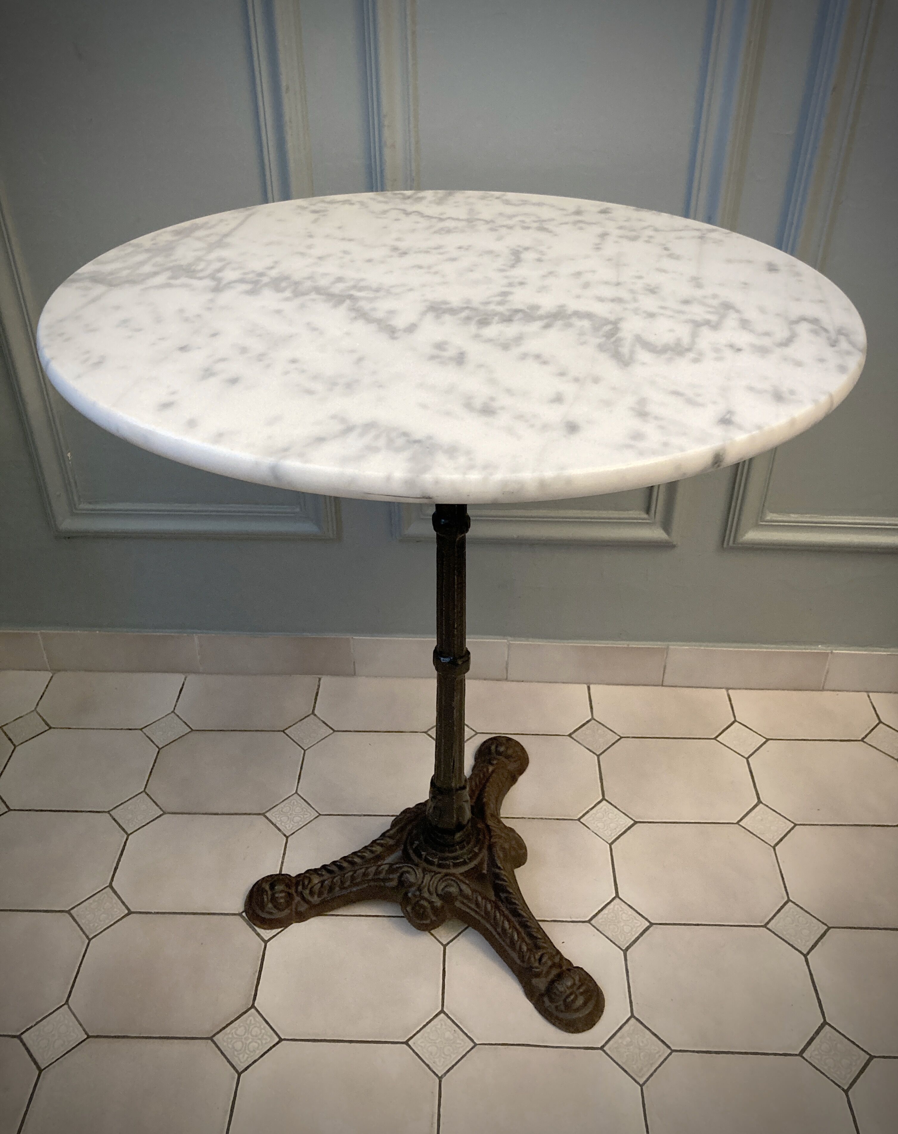 Bistro table marble and cast iron art deco