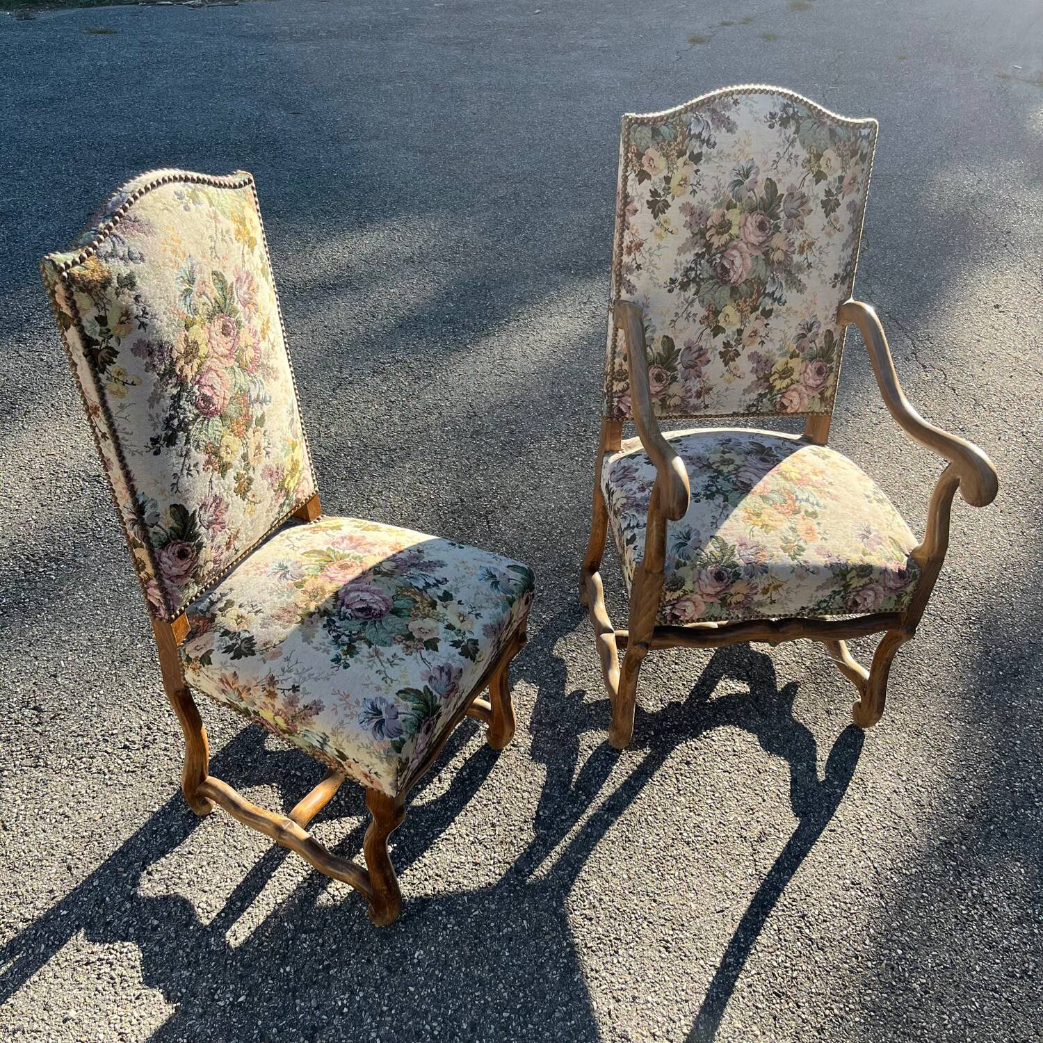 Fauteuil et chaise style Louis XIII