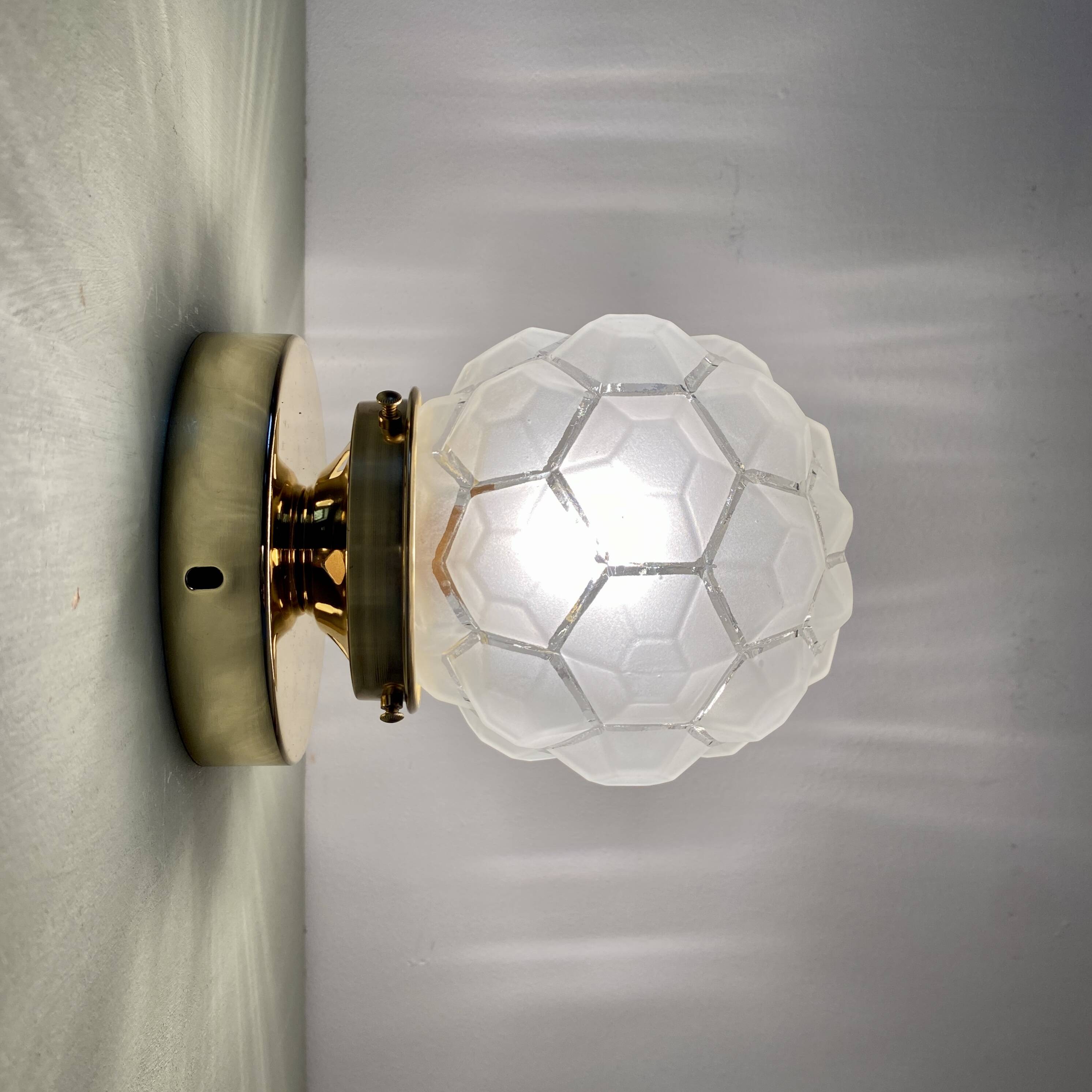 Vintage art deco globe wall or ceiling light in frosted glass