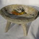 Coupe Vintage tripode Céramique façon lave et décor rupestre