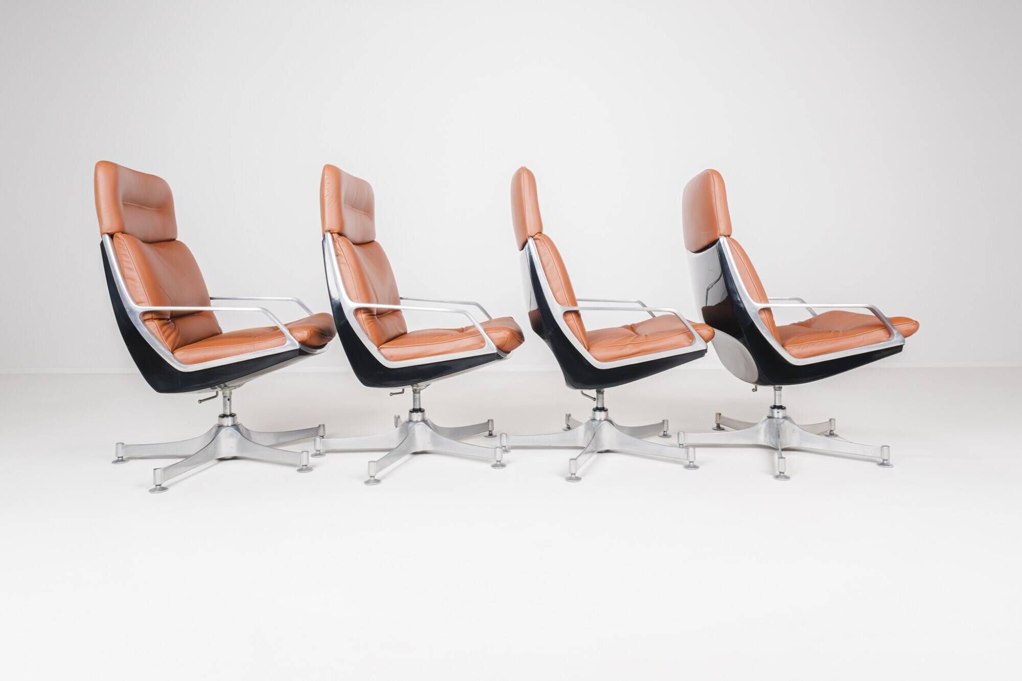 4 High Commander Office Chairs by Jorge Zalszupin - Brazil - 1980s