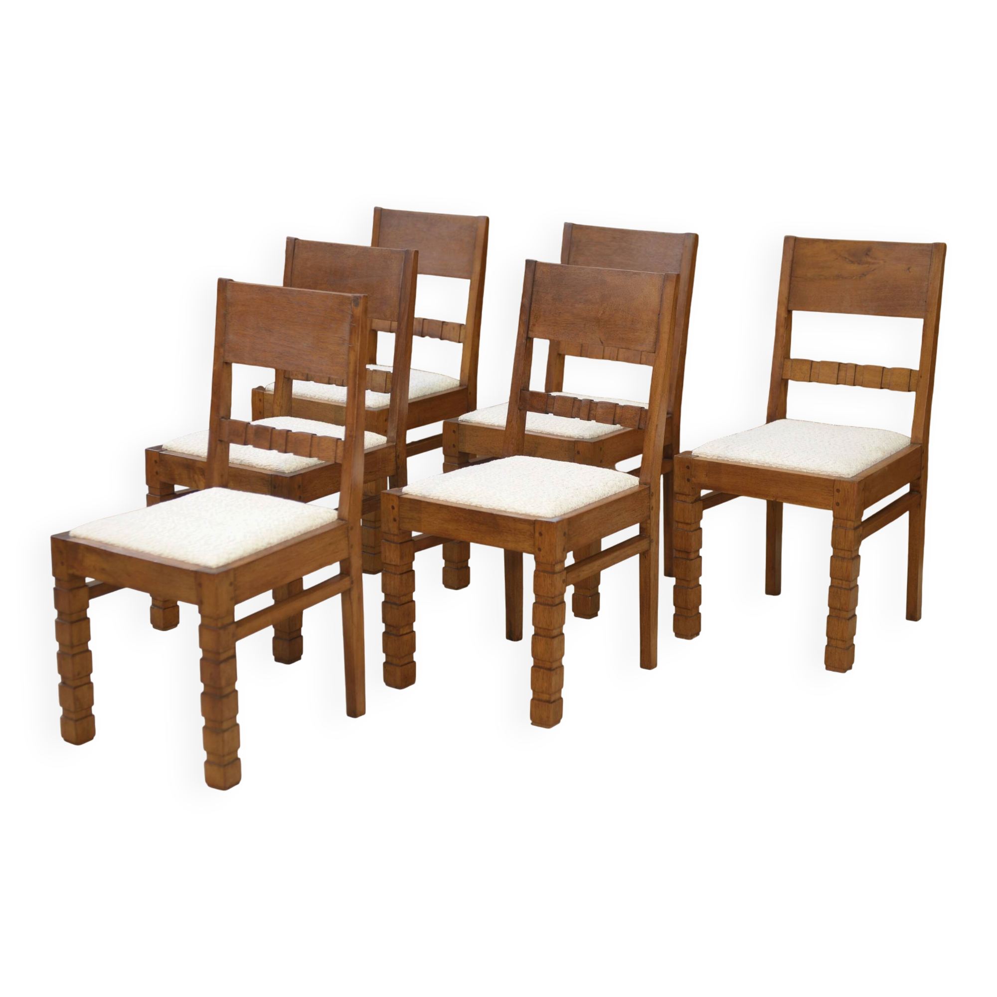 Ensemble de 6 chaises brutalistes 1960’s