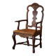 Vintage Sculptural Armchair in Oak and Leather, Danish Modern, 1940s