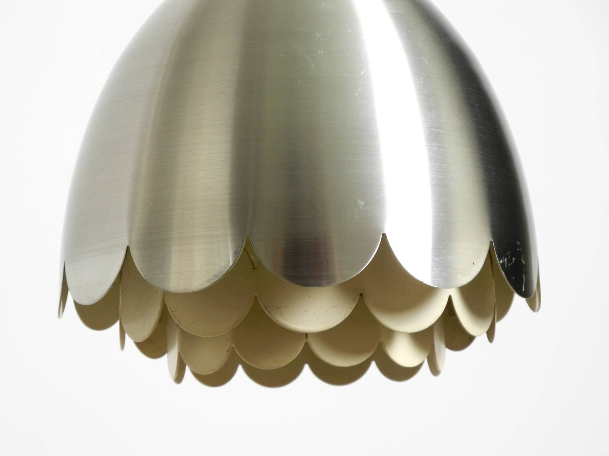 Small 1960s Space Age pendant lamp by Doria made of aluminum and metal