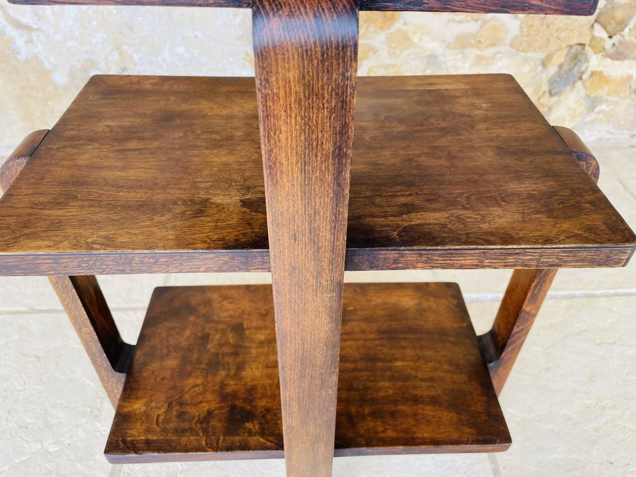 Art Deco Console in walnut with 3 levels, Circa 1938.