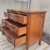 Small cherry crossbow chest of drawers, Regency/Louis XV style