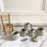 Dinette grès vintage décor fleurs