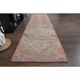 1970s Turkish Oushak Handmade Wool Cotton Pink Runner Rug 78x345