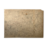 Old cardboard map of Paris - 9th and 10th Arrondissement