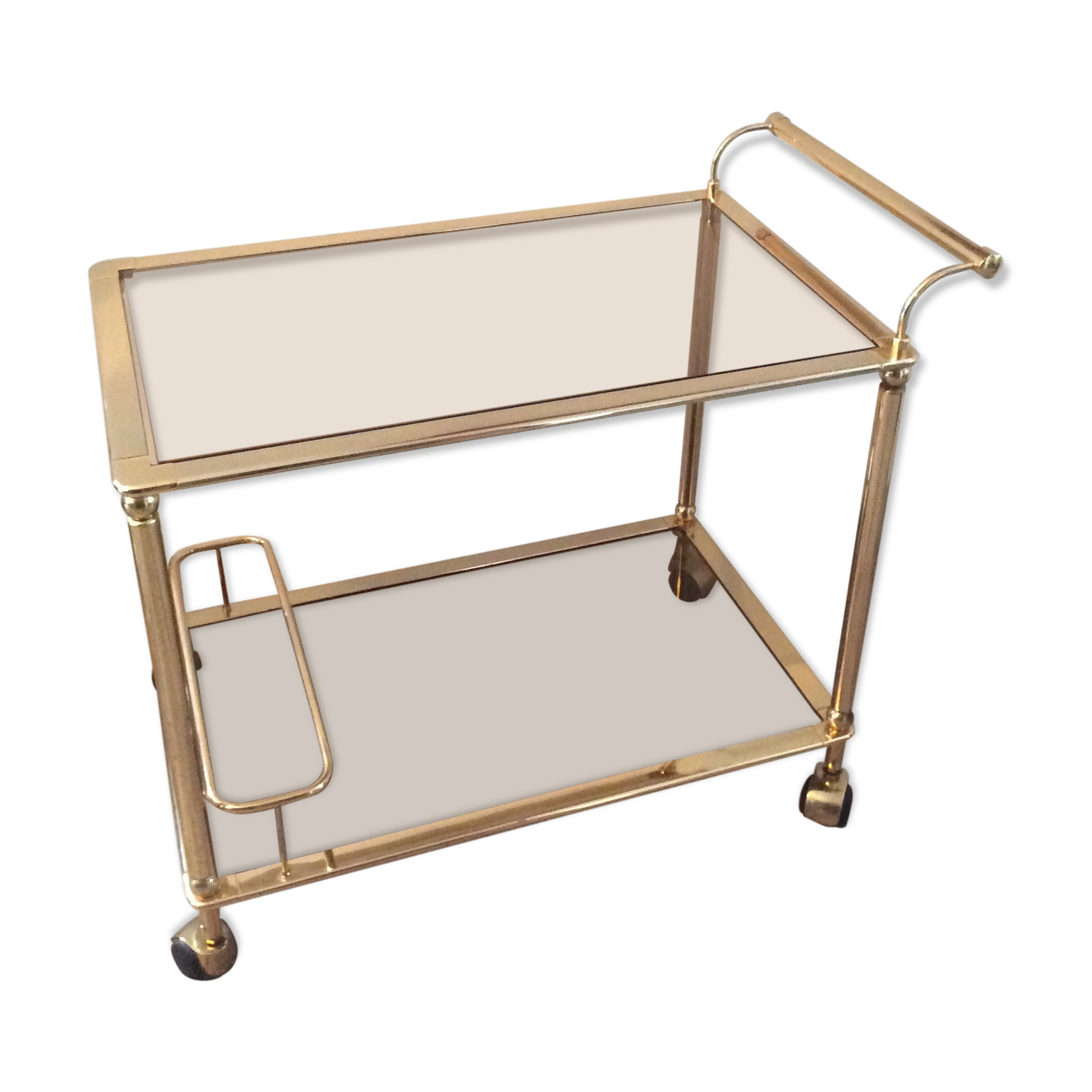 Dessert bar on brass wheels and gold metal