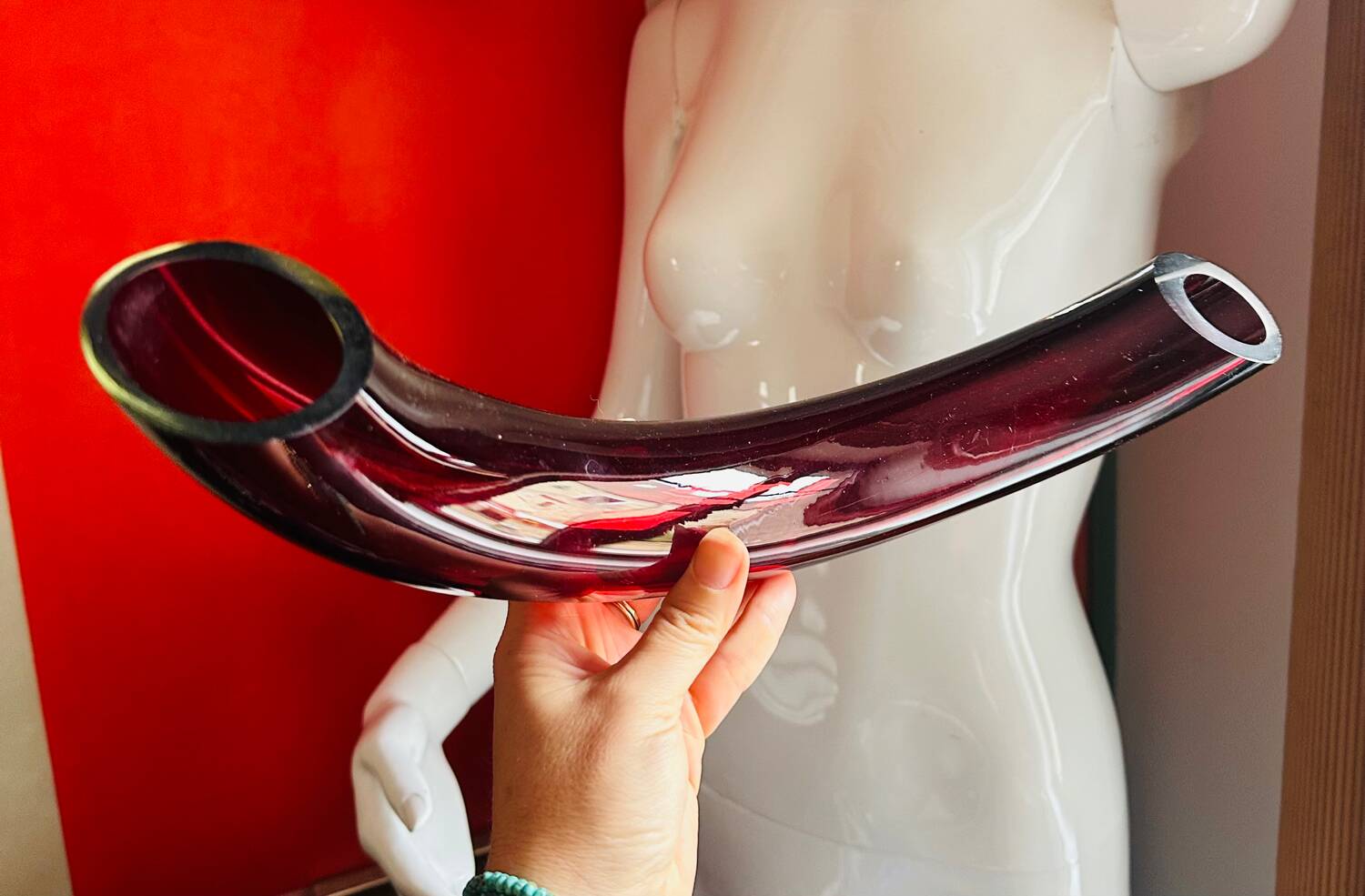 Vintage Murano vase with a red bow