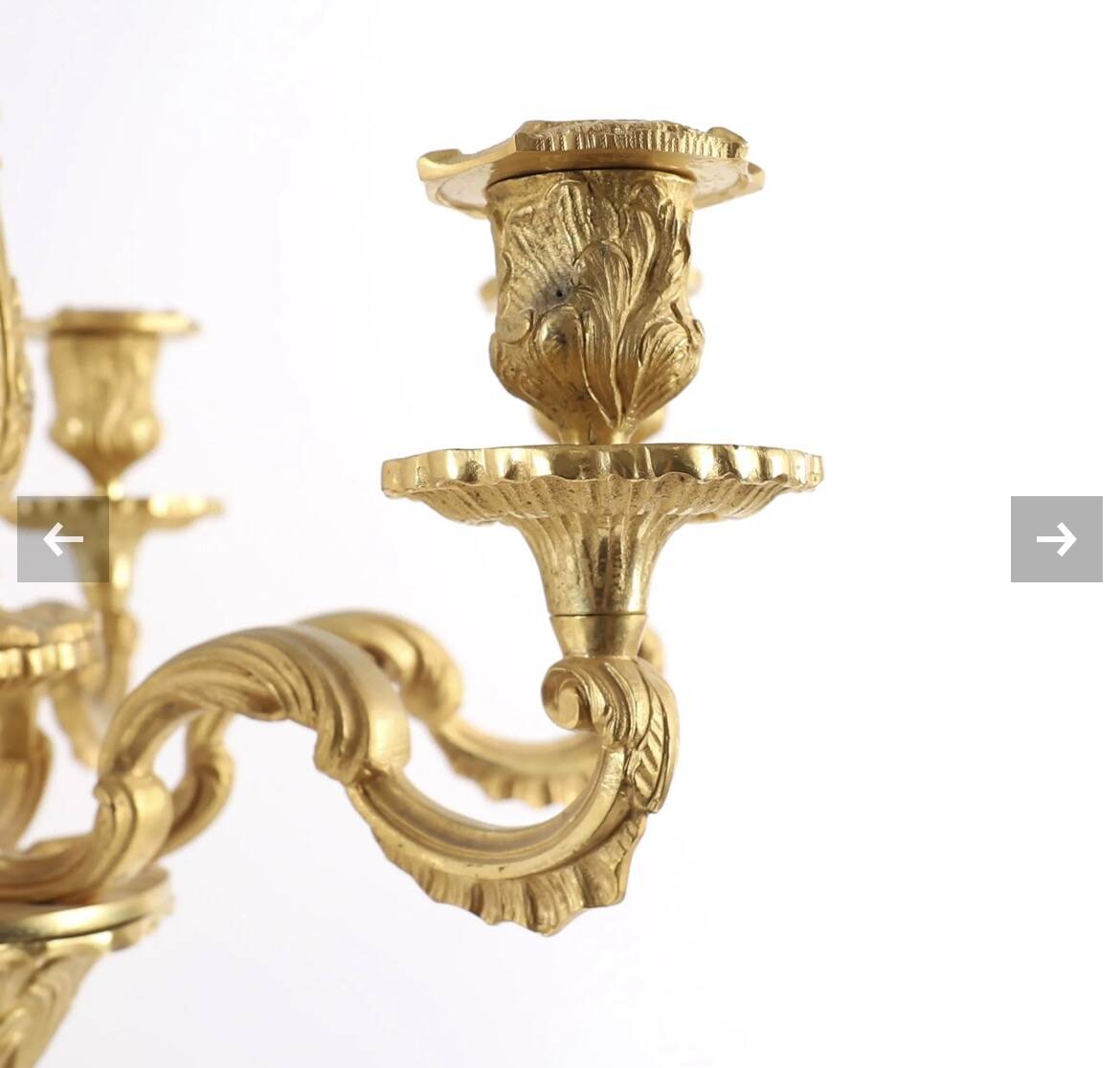 Pair of candelabra, in Louis XV style, in gilded bronze.