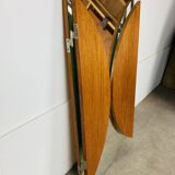 Scandinavian round triptych mirror, teak frame, 1960s.