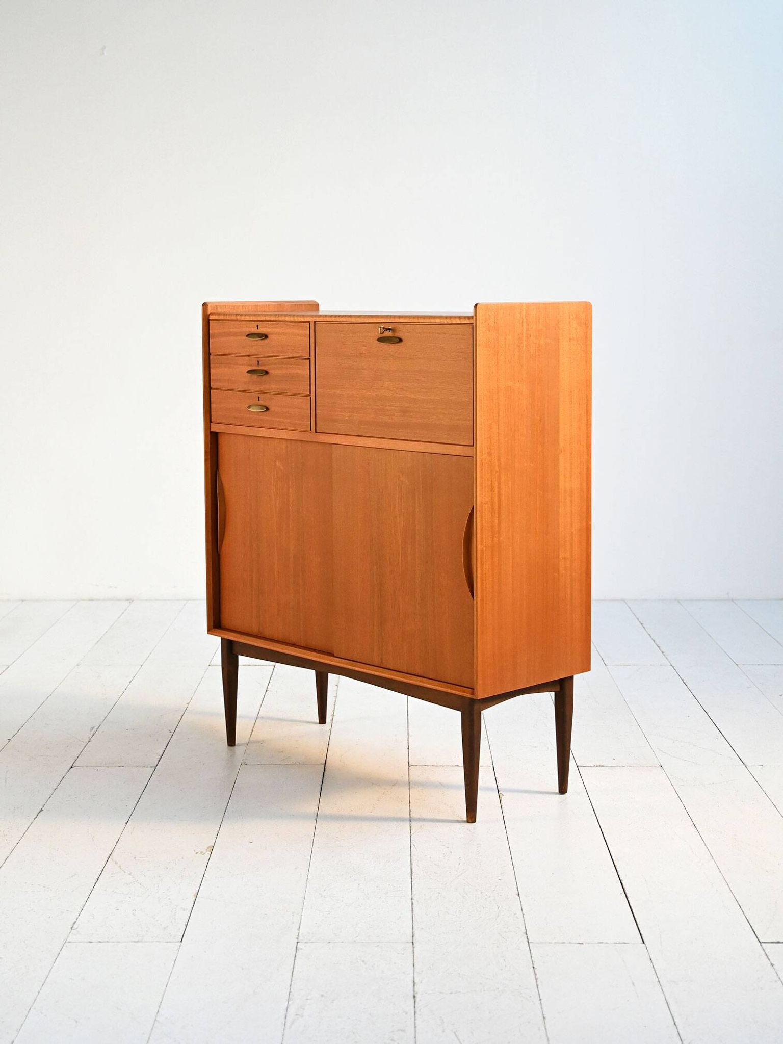1950s Danish teak and brass cabinet