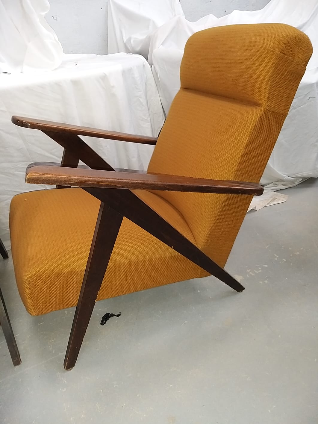 Pair of Scandinavian armchair compass feet 50s