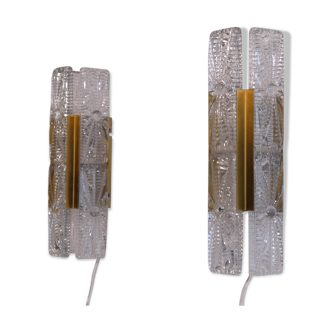 Pair of Scandinavian design glass and brass