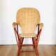 Vintage chestnut armchair and burlap