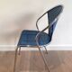 Set of 4 chairs chrome-based perforated metal blue color, around 1980