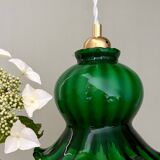 Vintage green glass tulip pendant light