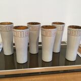 6 large enamelled sandstone glasses from the 1970s